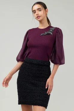 Current Air Tweed Mini Skirt BLACK Clearance