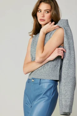 Current Air Two Piece Cable Knit Sweater MELANGEGREY Sale