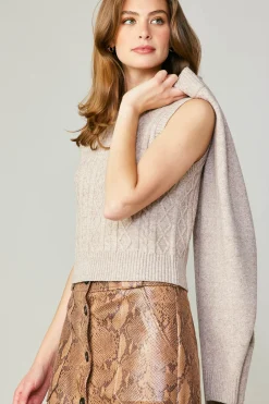 Current Air Two Piece Cable Knit Sweater OATMILK Hot