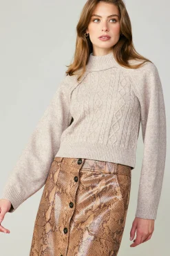 Current Air Two Piece Cable Knit Sweater OATMILK Hot