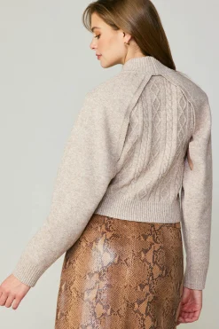 Current Air Two Piece Cable Knit Sweater OATMILK Hot