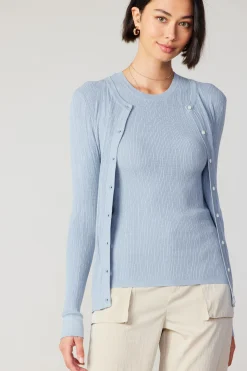 Current Air Two Piece Cardigan Set POWDERBLUE Sale
