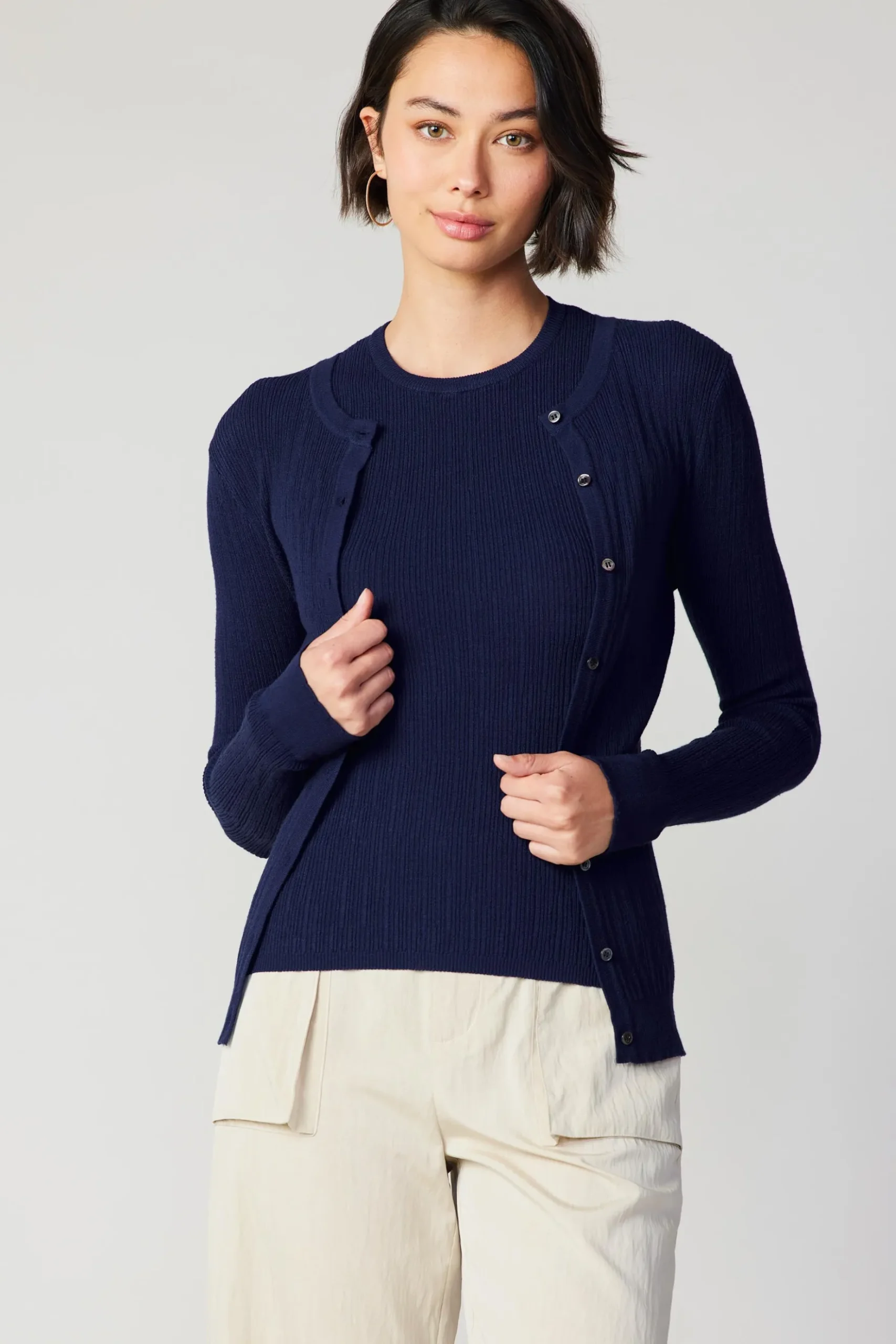 Current Air Two Piece Cardigan Set NAVY Hot