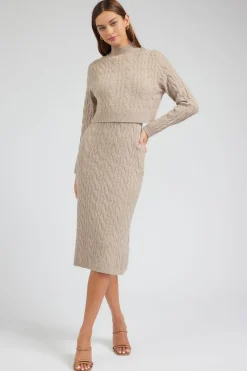 Current Air Two-piece Cable Knit Dress OATMEAL Best