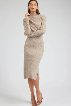 Current Air Two-piece Cable Knit Dress OATMEAL Best