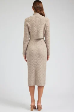 Current Air Two-piece Cable Knit Dress OATMEAL Best