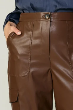 Current Air Vegan Leather Trousers BROWN New