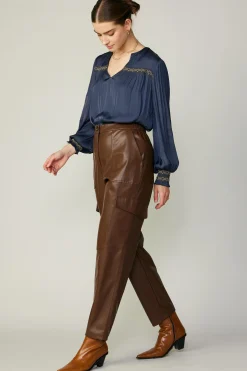 Current Air Vegan Leather Trousers BROWN New