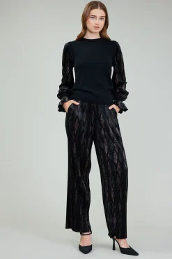 Current Air Velvet Foil Sweater Top BLACKBRONZEMULTI Outlet
