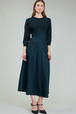 Current Air Vienna Knit Midi Dress FORESTGREEN New