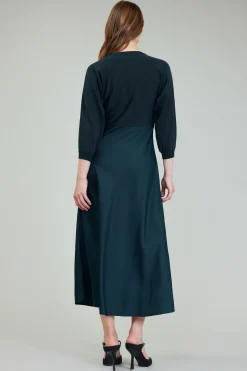 Current Air Vienna Knit Midi Dress FORESTGREEN New