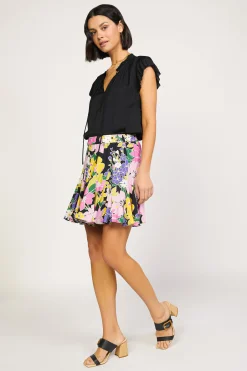 Current Air Vintage Floral Godet Skirt BLACK Discount