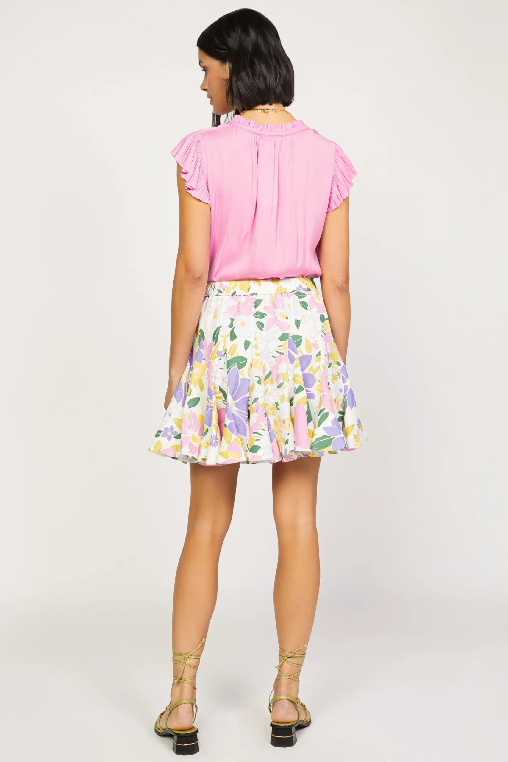 Current Air Vintage Floral Godet Skirt WHITE Best
