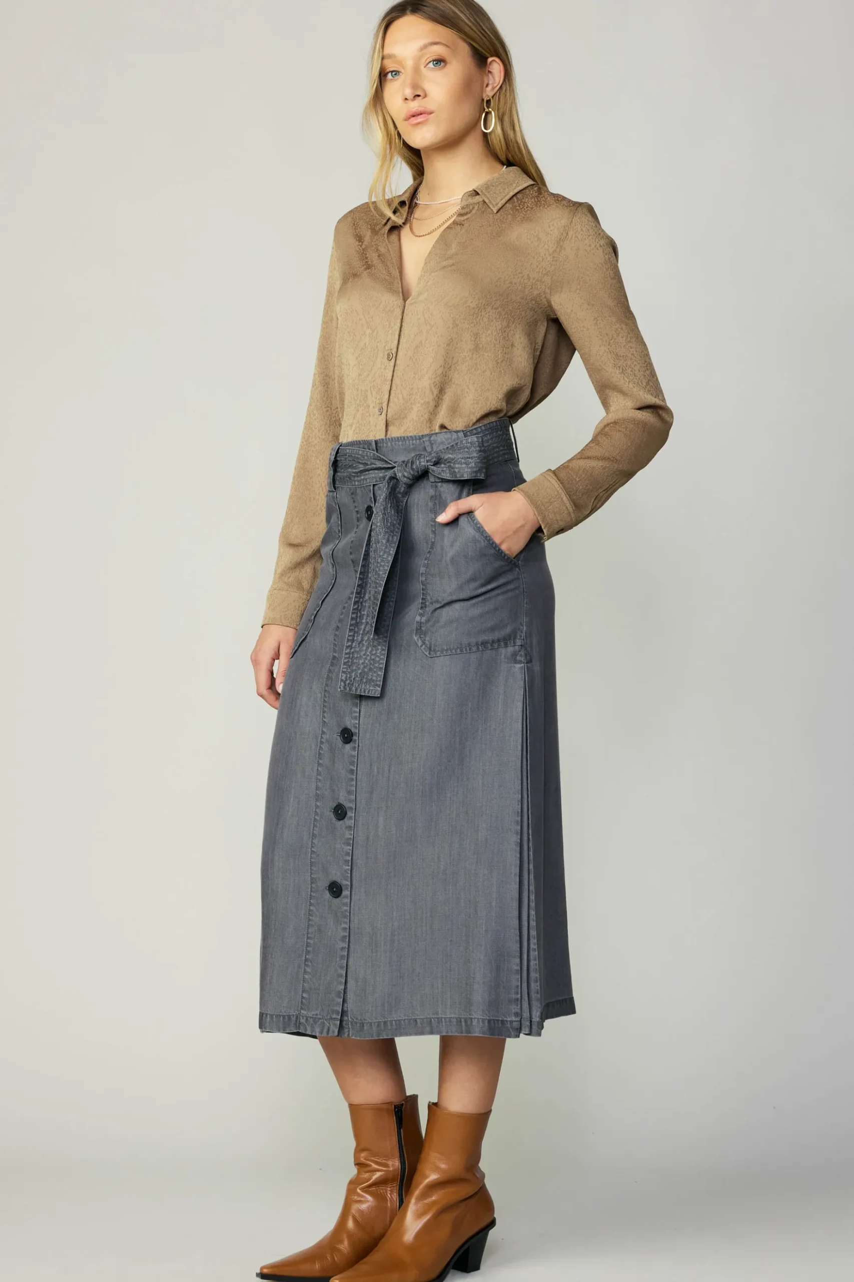 Current Air Washed Utility Skirt BLACKCHAMBRAY Hot
