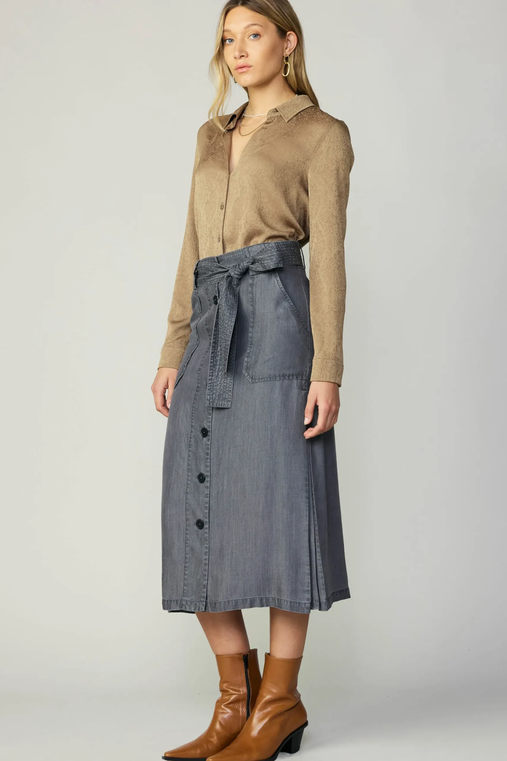 Current Air Washed Utility Skirt BLACKCHAMBRAY Hot