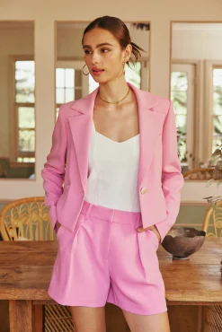 Current Air Welt Pocket Cropped Blazer PINK Online