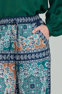 Current Air Wide Leg Bordered Pants GREENMLT Fashion