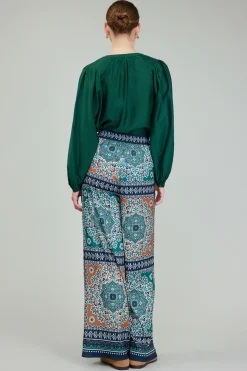 Current Air Wide Leg Bordered Pants GREENMLT Fashion