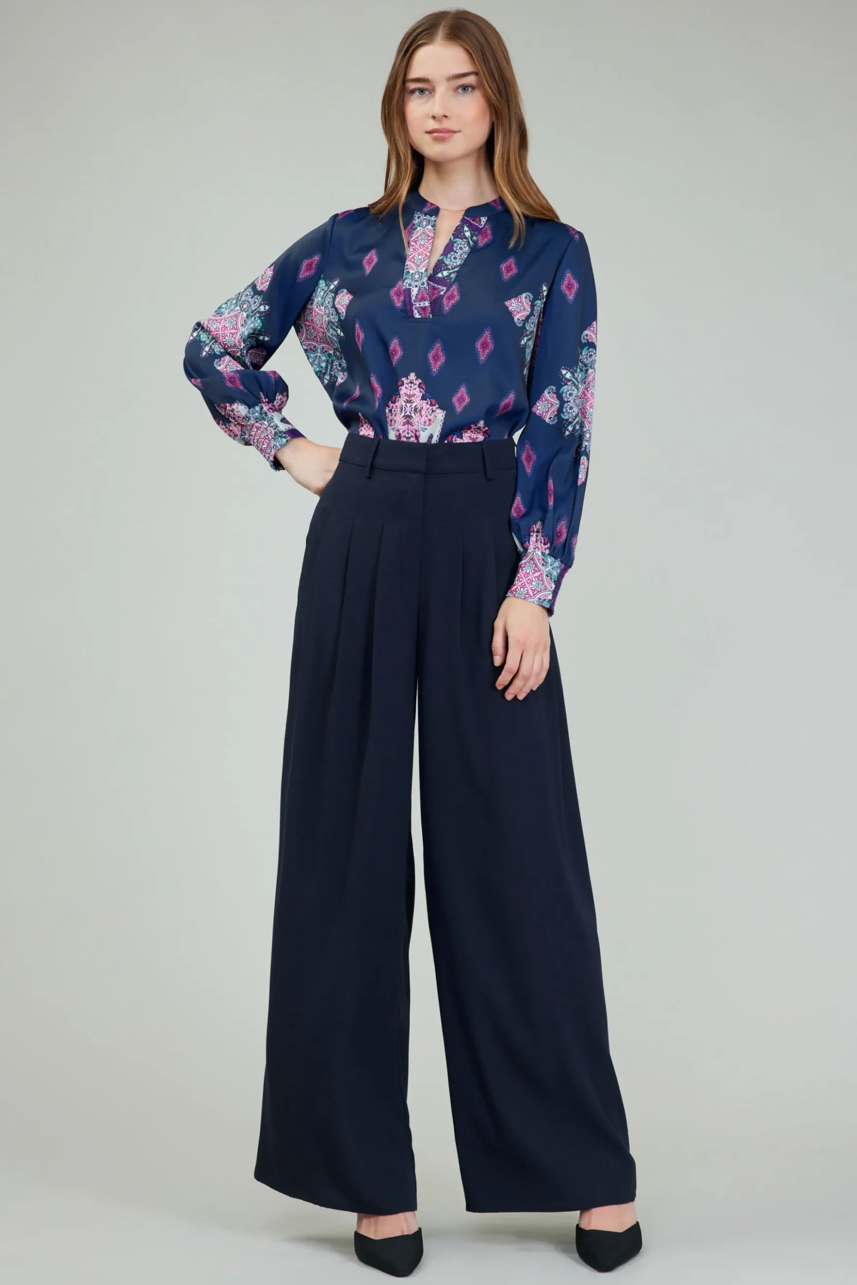 Current Air Wide Leg Trousers SLATENAVY Outlet