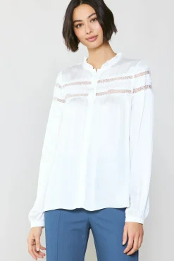 Current Air Yoke Lace Blouse WHITE Clearance