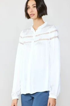 Current Air Yoke Lace Blouse WHITE Clearance