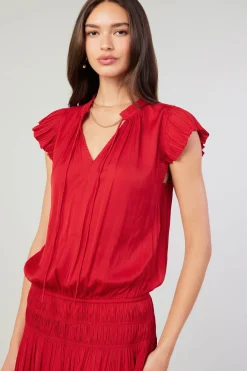 Current Air Zoey Pleated Mini Dress RED Hot
