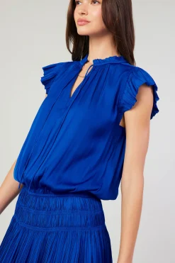 Current Air Zoey Pleated Mini Dress COBALT Clearance