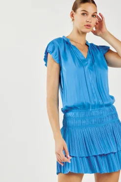Current Air Zoey Pleated Mini Dress TRANQUILBLUE Best