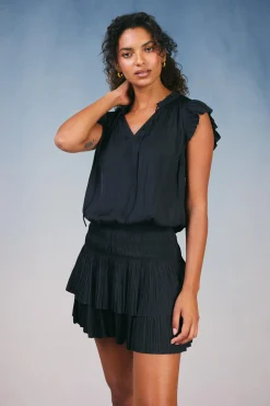 Current Air Zoey Pleated Mini Dress BLACK Best