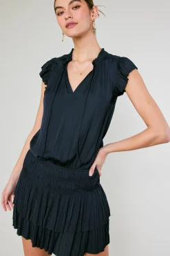 Current Air Zoey Pleated Mini Dress DARKNAVY Discount