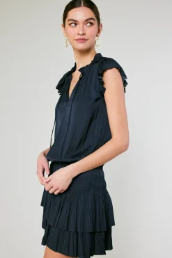 Current Air Zoey Pleated Mini Dress DARKNAVY Discount