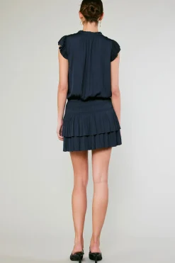 Current Air Zoey Pleated Mini Dress DARKNAVY Discount