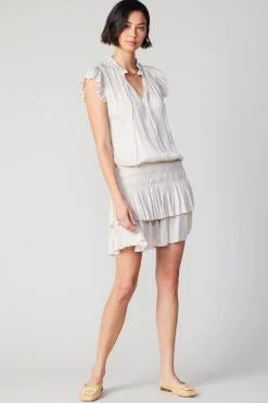 Current Air Zoey Pleated Skirt Mini Dress ECRU Clearance